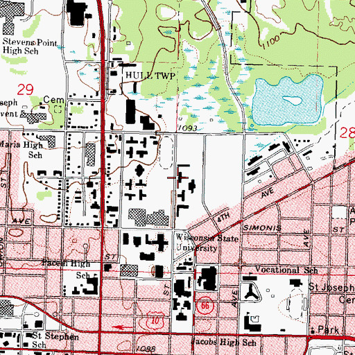 Topographic Map of Roach Hall, WI