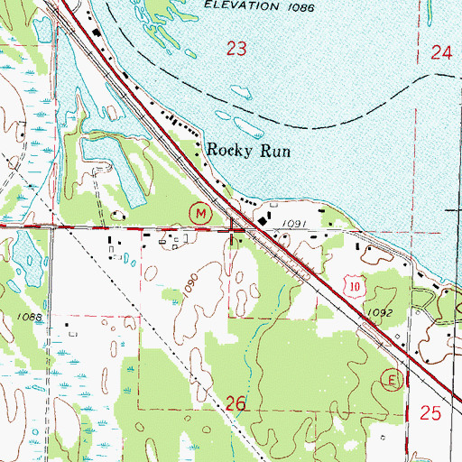 Topographic Map of Rocky Run School (historical), WI