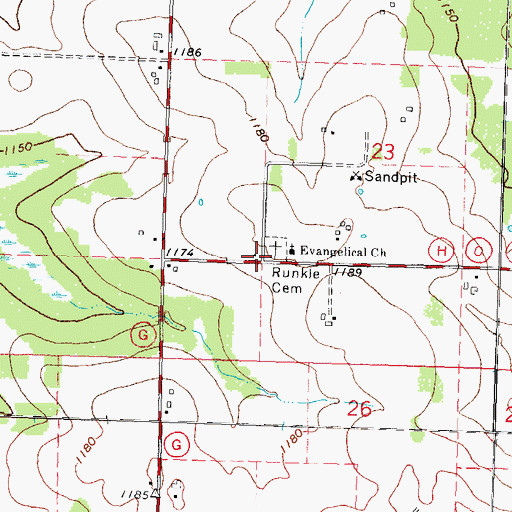 Topographic Map of Runkle School (historical), WI
