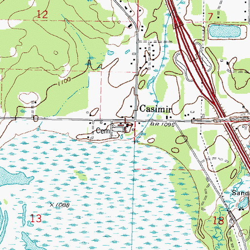 Topographic Map of Saint Casimir Catholic Church, WI