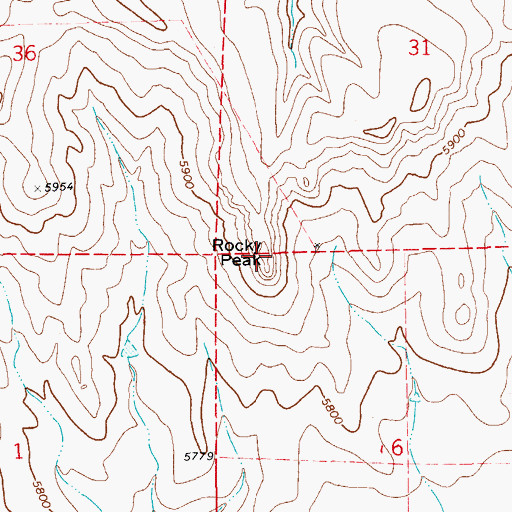 Topographic Map of Rocky Peak, CO