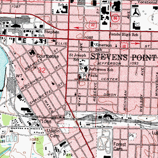 Topographic Map of Saint Paul Lutheran Church, WI