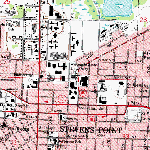 Topographic Map of Saint Stanislaus Roman Catholic Church, WI