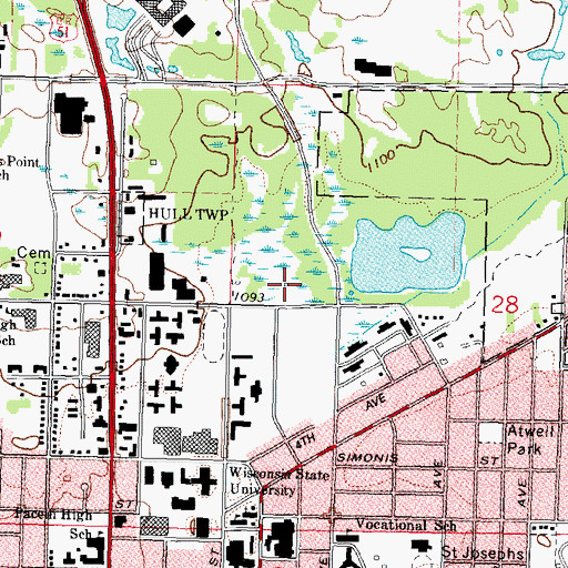Topographic Map of Schmeeckle Center, WI