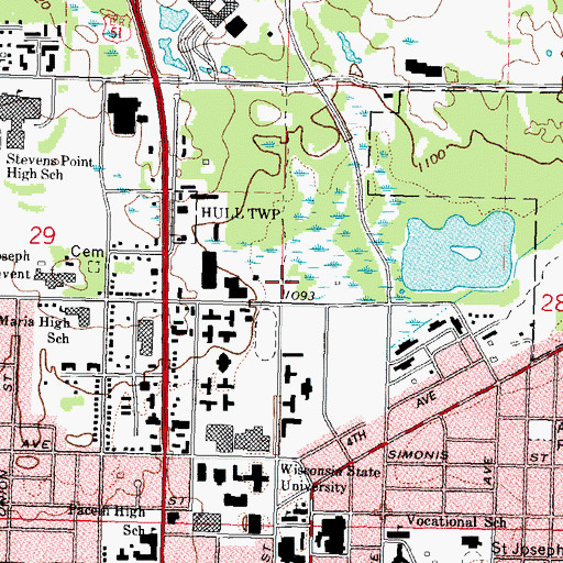 Topographic Map of Schmeeckle Shelter, WI