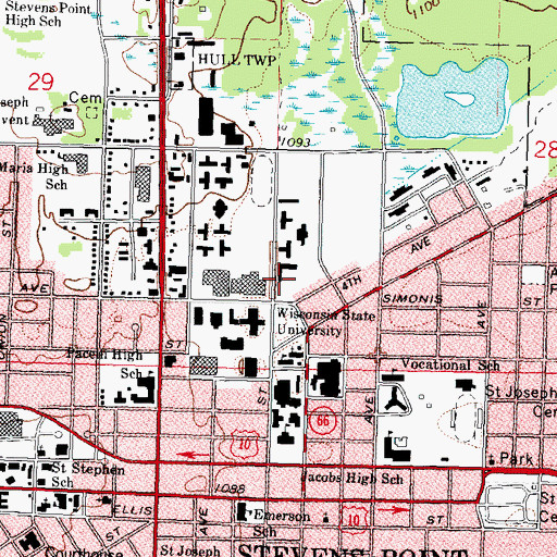 Topographic Map of Sims Hall, WI