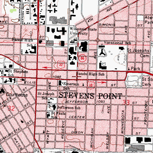 Topographic Map of South Hall, WI