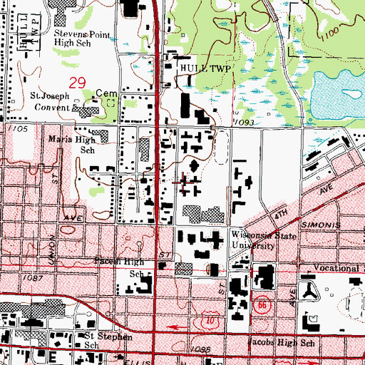 Topographic Map of Steiner Hall, WI