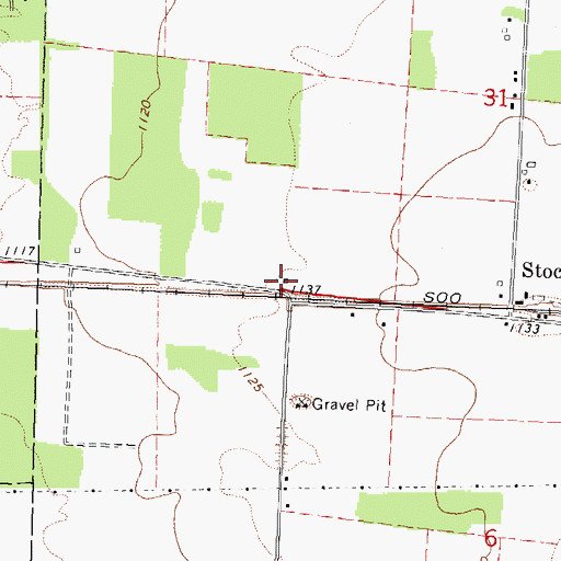 Topographic Map of Stockton School (historical), WI