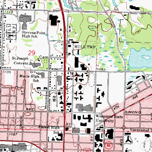 Topographic Map of Watson Hall, WI