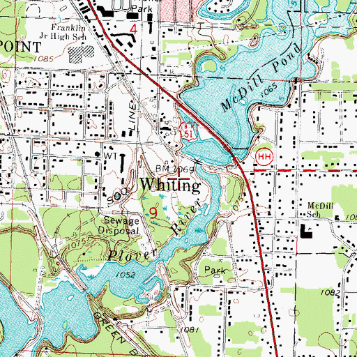 Topographic Map of Whiting Park, WI