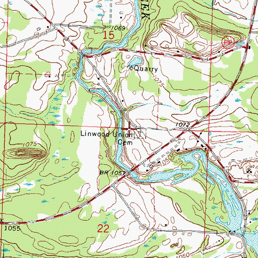 Topographic Map of Woodville School (historical), WI