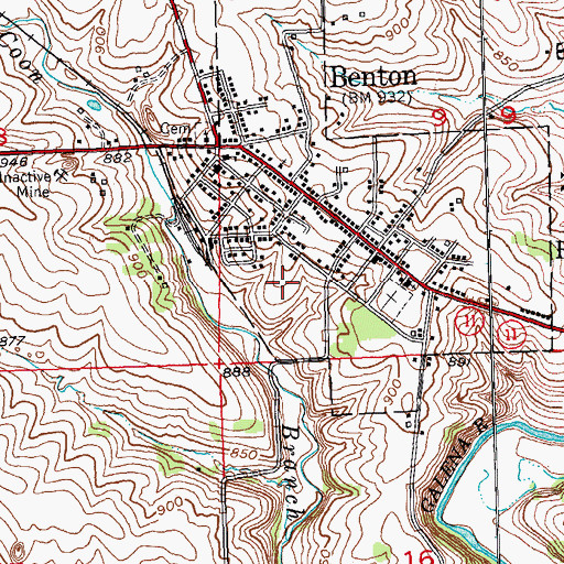 Topographic Map of Benton High School, WI