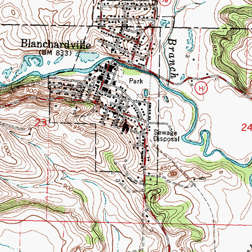 Topographic Map of Pecatonica High School, WI