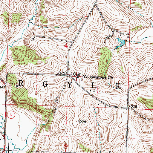 Topographic Map of Yellowstone Lutheran Cemetery, WI