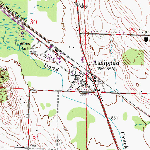 Topographic Map of Zion Lutheran Church, WI
