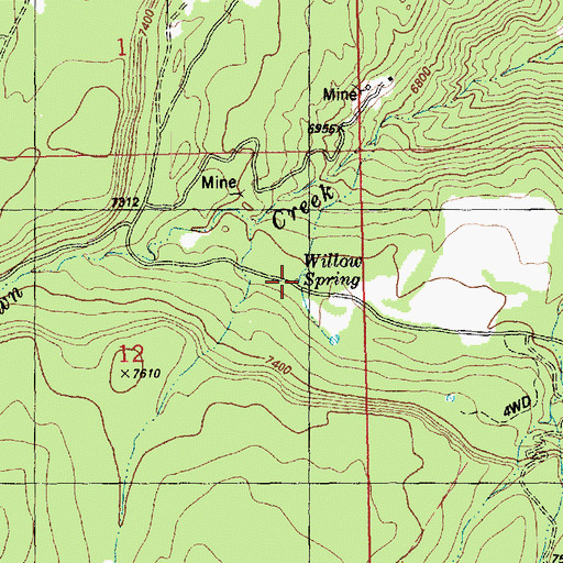 Topographic Map of Willow Spring, CO