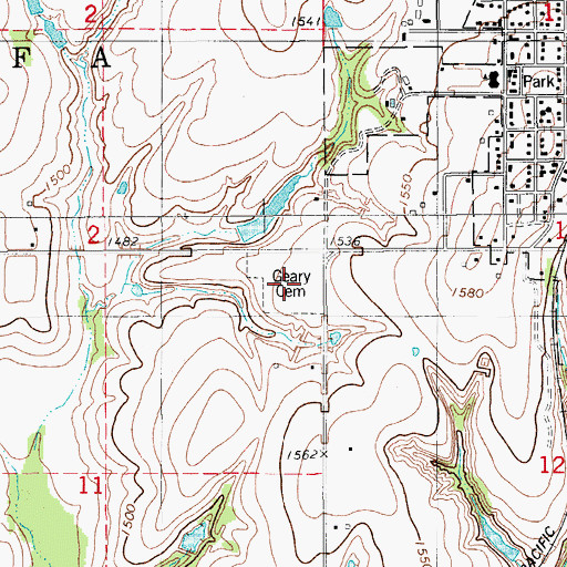 Topographic Map of Geary Cemetery, OK