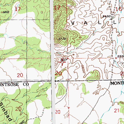 Topographic Map of Sinbad Valley, CO