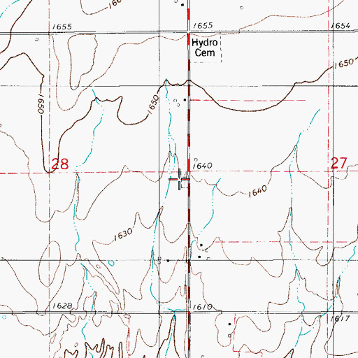 Topographic Map of Hydro Catholic Cemetery, OK