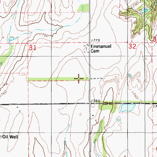 Topographic Map of Macedonia Cemetery, OK