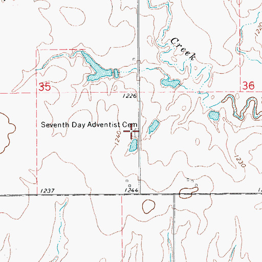 Topographic Map of Omega Seventh Day Adventist Cemetery, OK