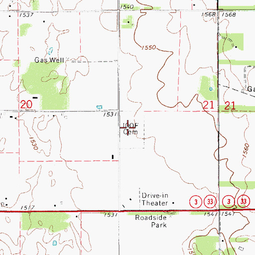 Topographic Map of Watonga Independent Order of Odd Fellows Cemetery, OK