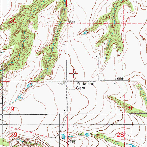 Topographic Map of Worrells Cemetery, OK