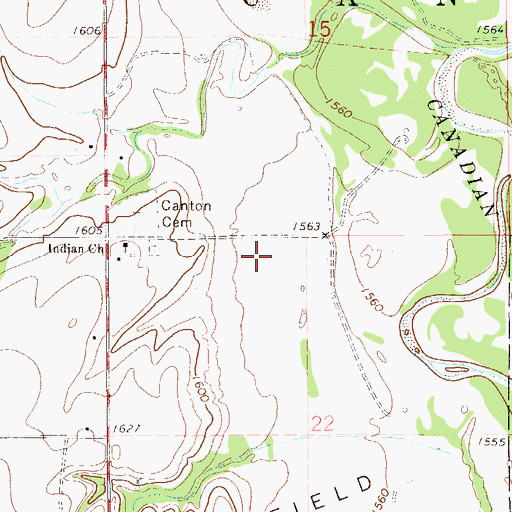 Topographic Map of Zion Mennonite Indian Cemetery, OK