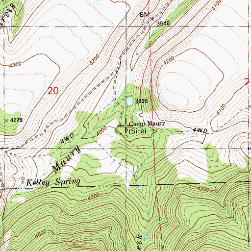 Topographic Map of Camp Maury (historical), OR