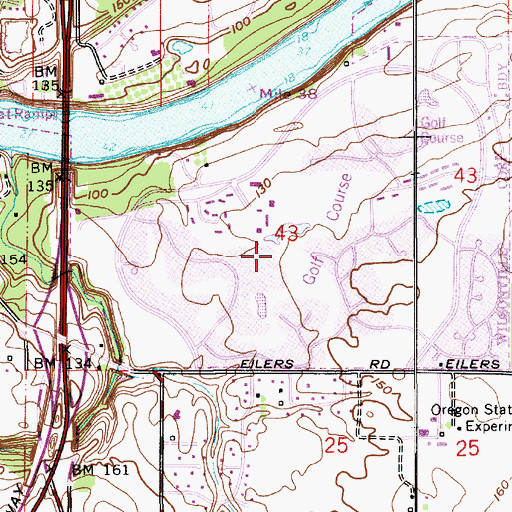 Topographic Map of Charbonneau, OR