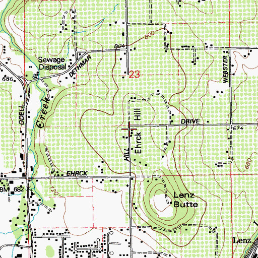 Topographic Map of Erk Hill, OR