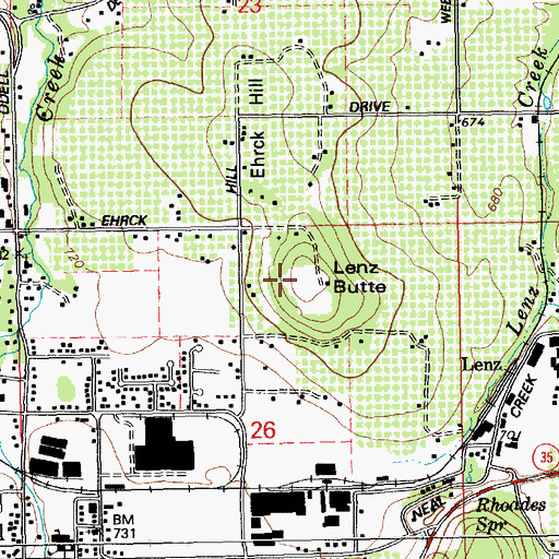 Topographic Map of Lenz Butte, OR