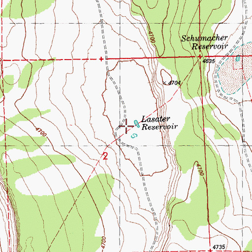Topographic Map of Lasater Reservoir, OR