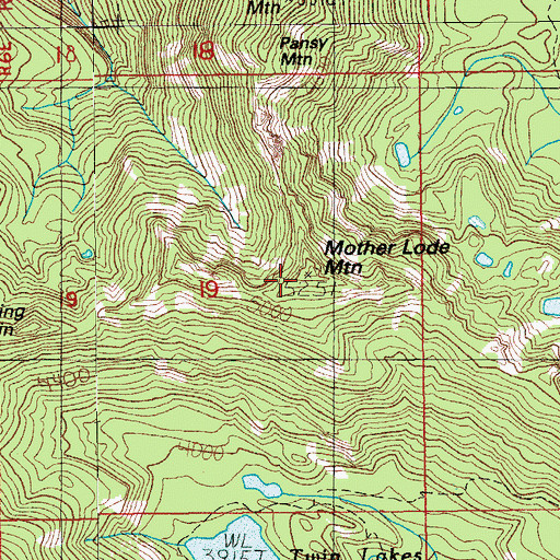 Topographic Map of Mother Lode Mountain, OR