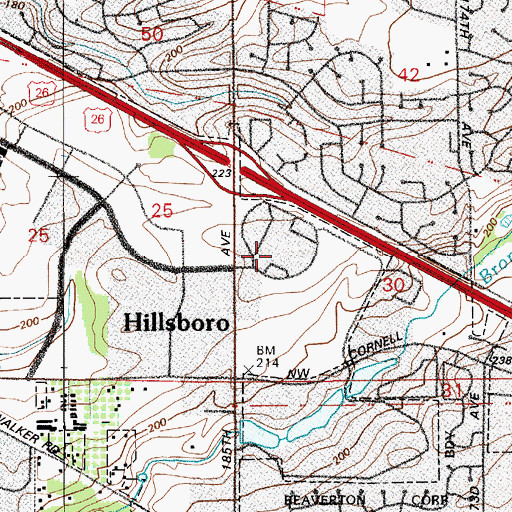 Topographic Map of Tanasbourne, OR