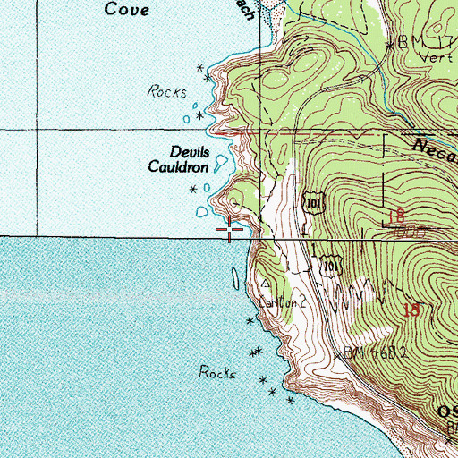 Topographic Map of Treasure Cove, OR