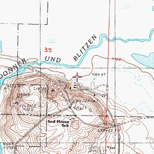 Topographic Map of Sodhouse (historical), OR