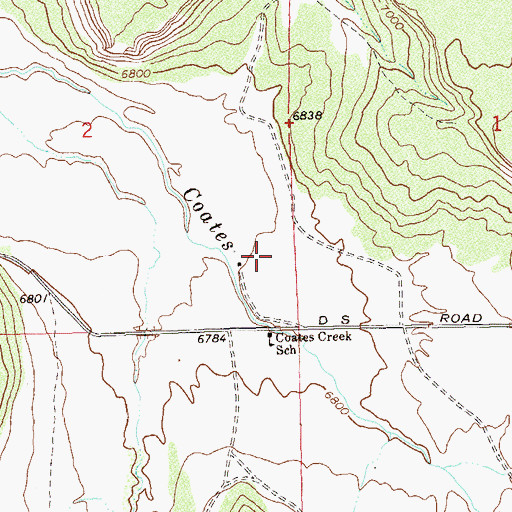 Topographic Map of Coates Creek School, CO