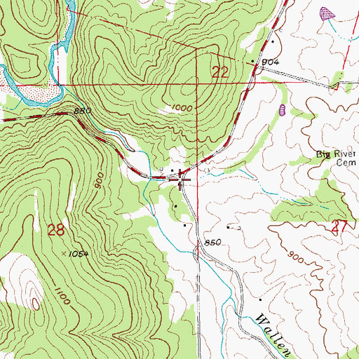 Topographic Map of Hughes Cemetery, MO