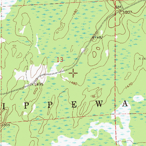 Topographic Map of Chequamegon National Forest, WI