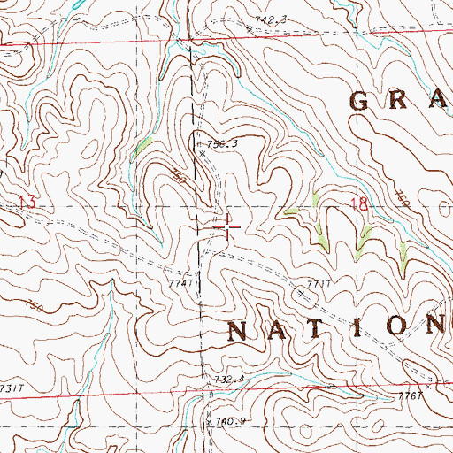 Topographic Map of Grand River National Grassland, SD