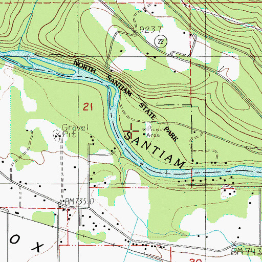Topographic Map of North Santiam State Park, OR