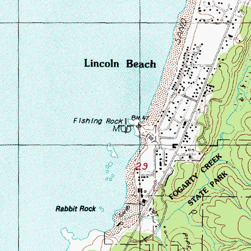 Topographic Map of Fishing Rock State Park, OR