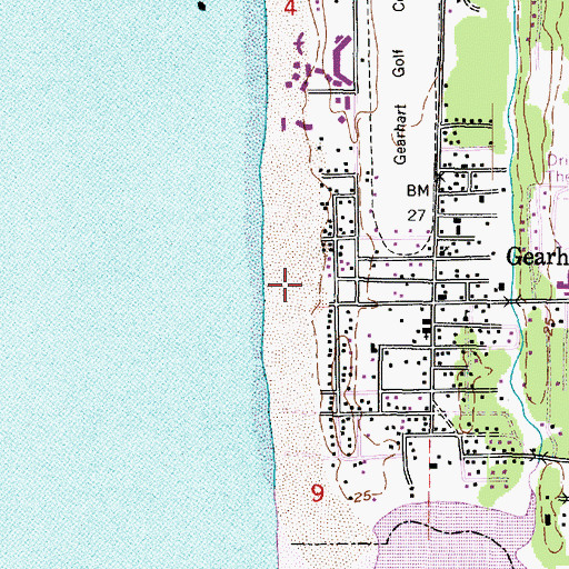 Topographic Map of Gearheart Ocean State Park, OR