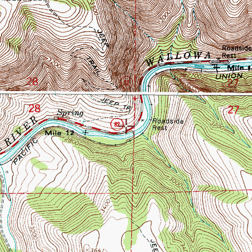 Topographic Map of Wallowa Lake Highway Forest State Park, OR