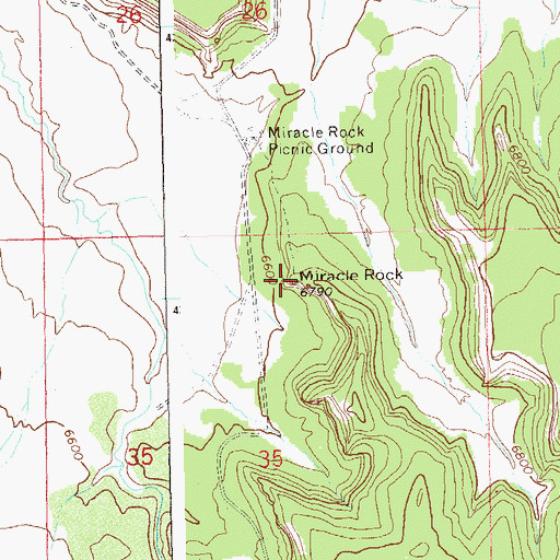 Topographic Map of Miracle Rock, CO