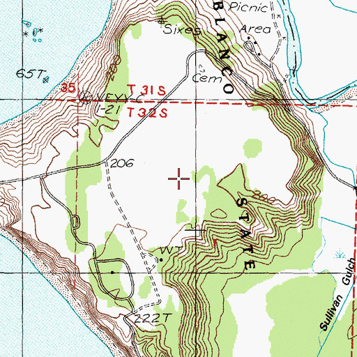 Topographic Map of Cape Blanco State Park, OR