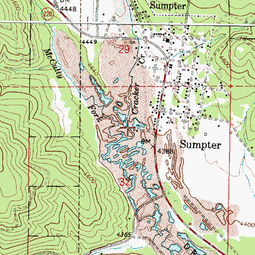 Topographic Map of Sumpter Valley Gold Dredge Museum, OR