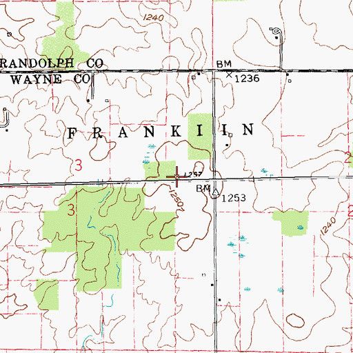 Topographic Map of Hoosier Hill, IN